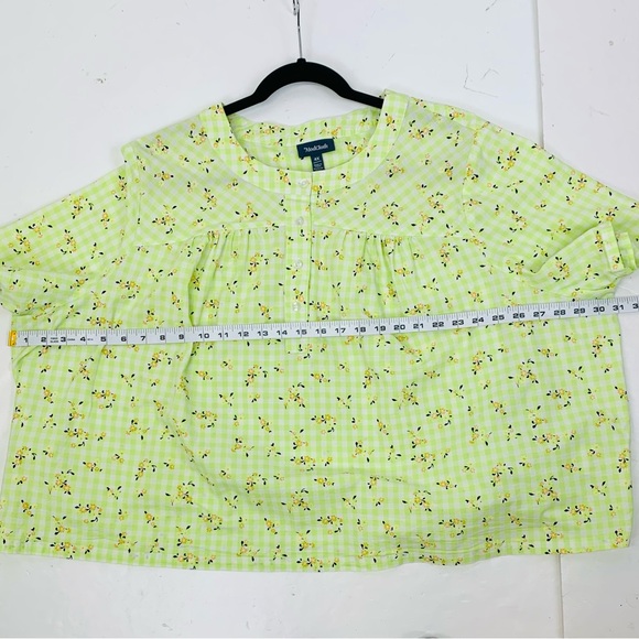 ModCloth Women Plus Size 4X Short Sleeve Blouse Pullover Floral Check Boho - Picture 6 of 9